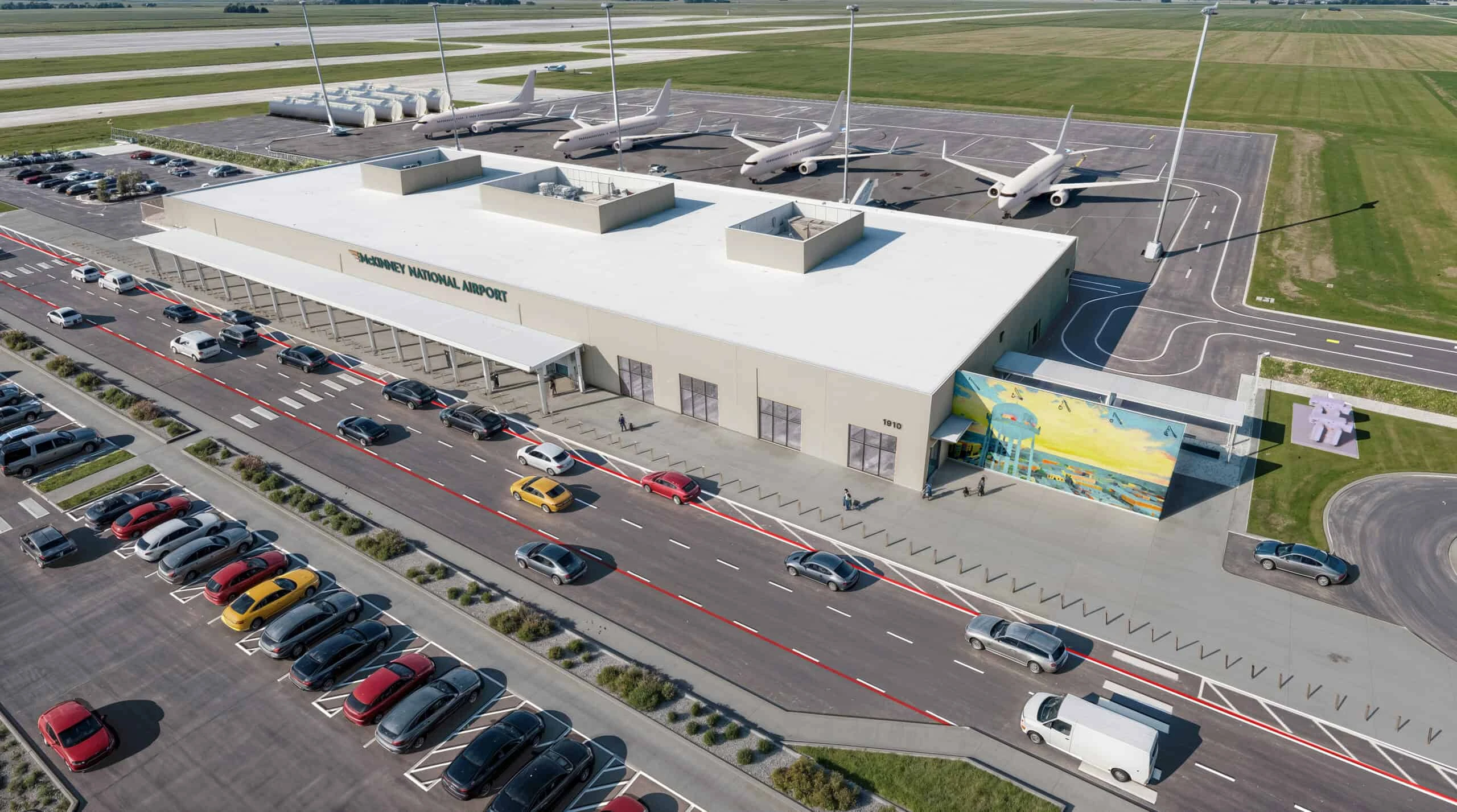 A rendering of the new McKinney National Airport passenger terminal.