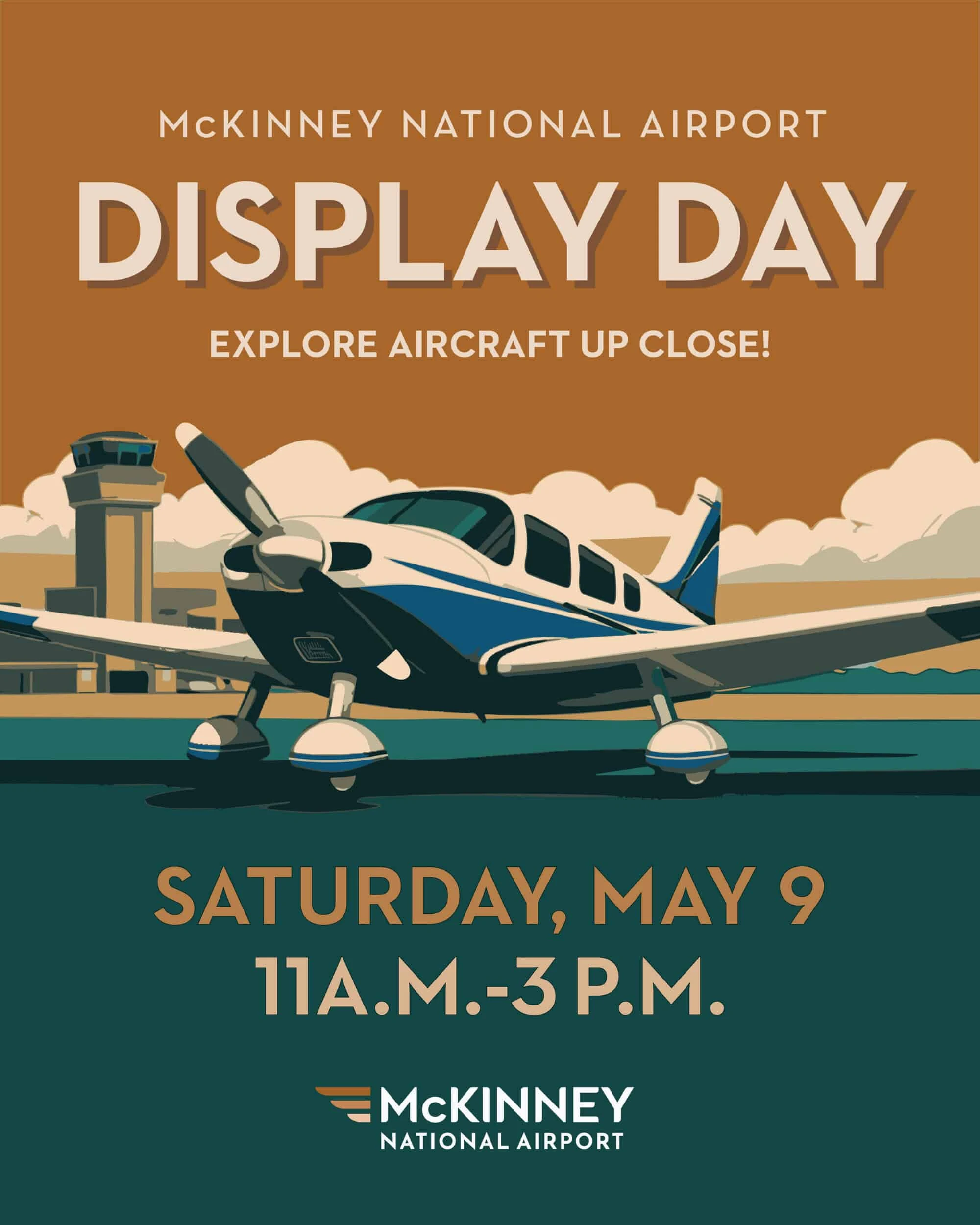 Promotional artwork for Display Day at McKinney National Airport.